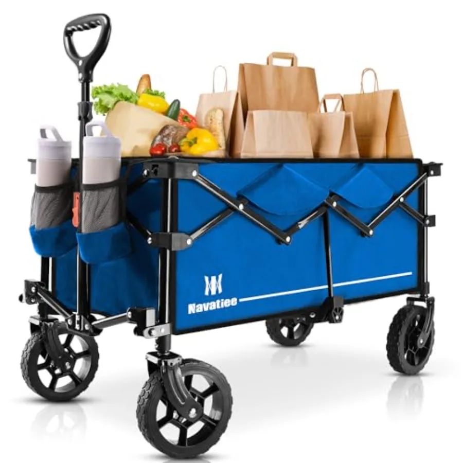 130L Collapsible Folding Wagon with Silent AllTerrain Wheels for Large Capacity Storage and Transport Ideal for Camping Shoppin