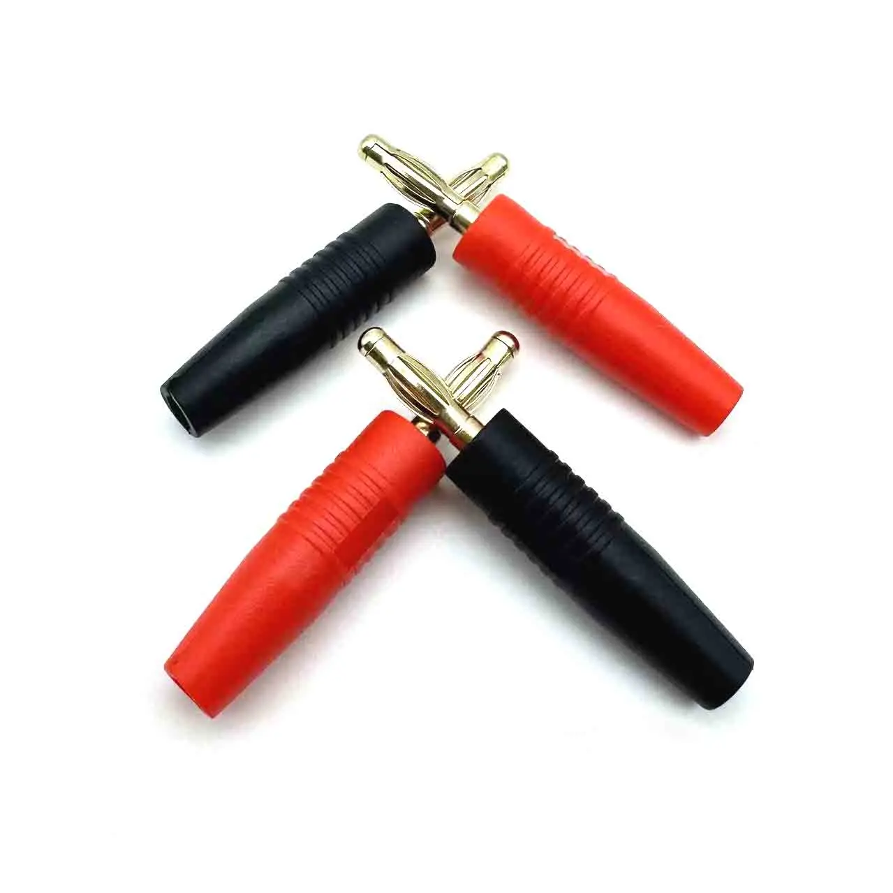 Conector de Banana Masculino, Fio Vermelho e Preto, Tipo de Solda, Placa de Ouro, 3mm, 4mm