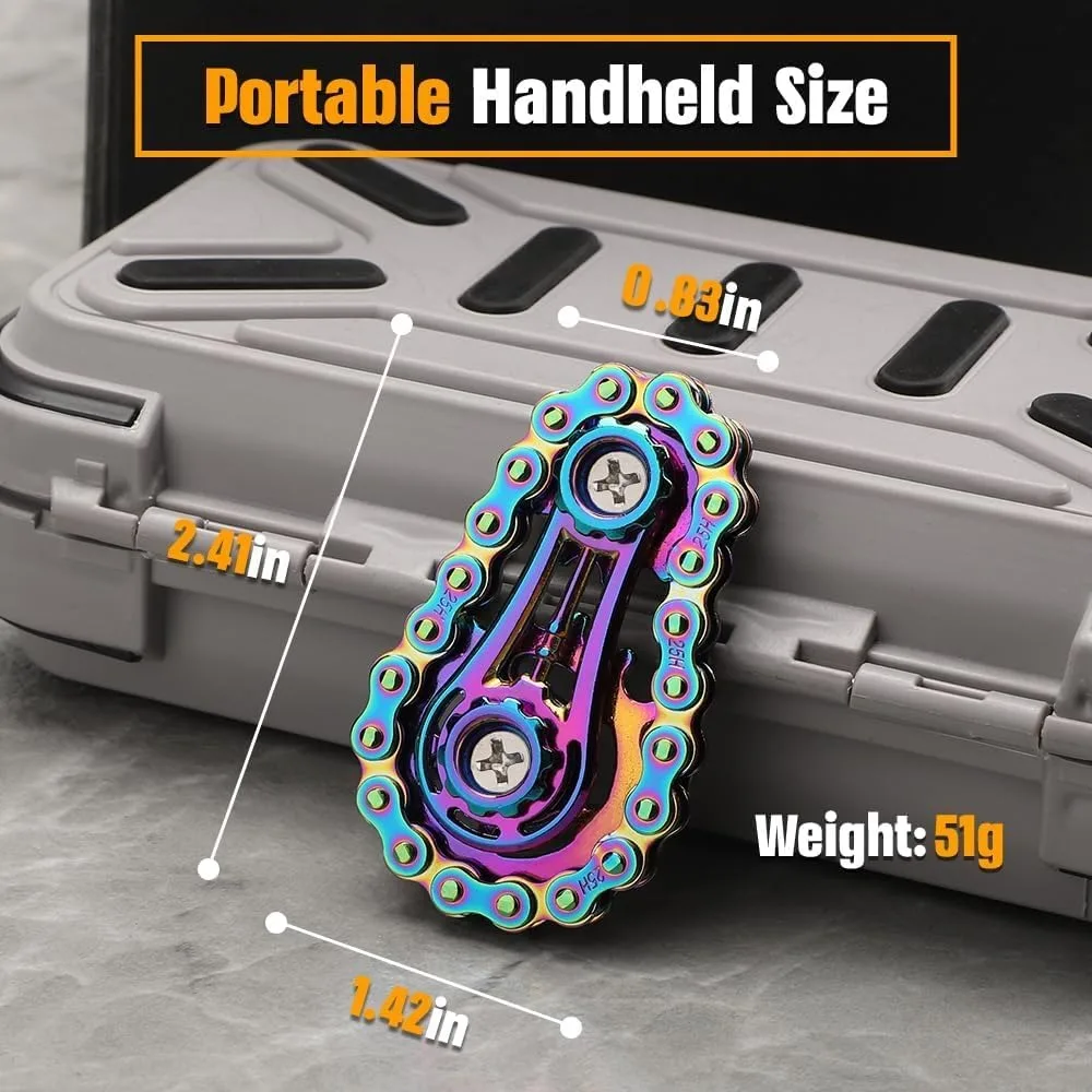Fidget Chain,Sensory จักรยาน EDC Anti ความเครียดบรรเทาความวิตกกังวลโลหะ Fidget Finger Hand Spinner ของเล่นสําหรับเด็กผู้ใหญ่ ADHD ออทิสติก
