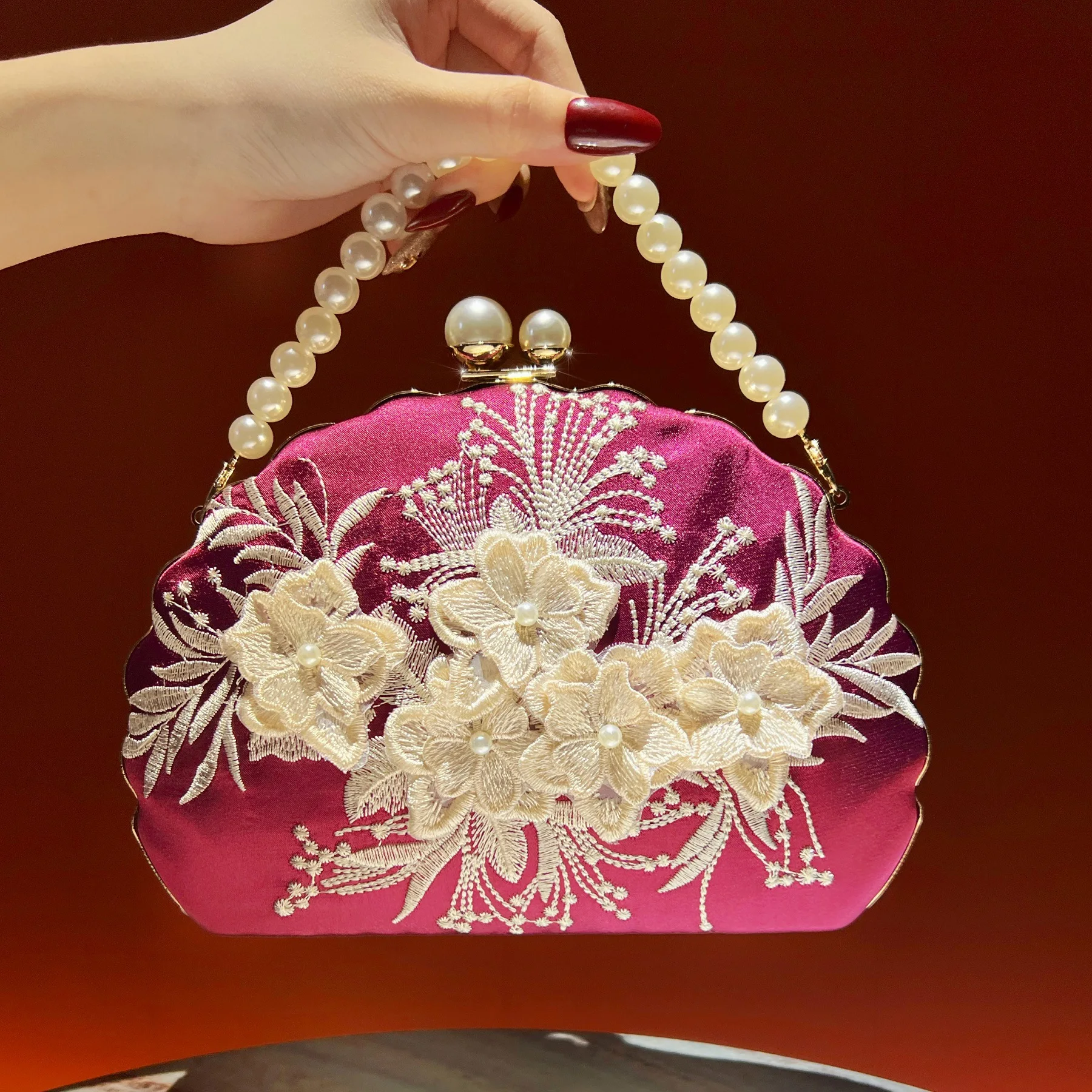 luxury ancient cheongsam dress embroidered flower chain happy mother-in-law temperament c crossbody women's bag