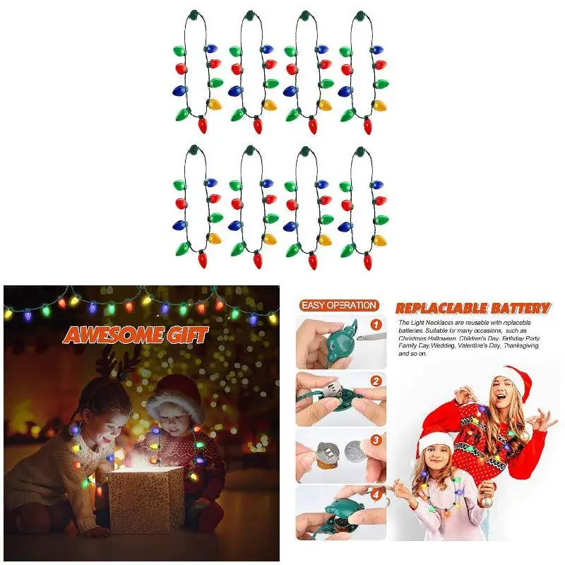 Luz LED nocturna creativa de Navidad, collar luminoso con purpurina de fresa, juguete usable, Bombilla de Navidad, decoración de fiesta y vacaciones, 2023