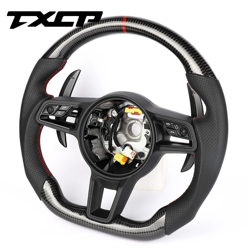 Custom Alcantara Carbon Fiber Steering Wheel Fit for Porsche  911.2 Panamera Macan Cayenne Boxster 718 Racing Wheel Convertible