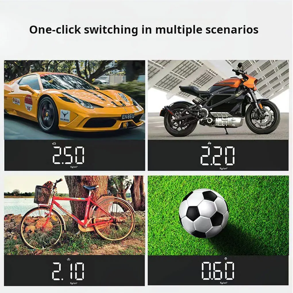 ضواغط الهواء المحمولة للكمبيوتر الشخصي للإطارات المختلفة بنقرة واحدة أضواء السيارة لضغط الإطارات المسبقة 027 #4