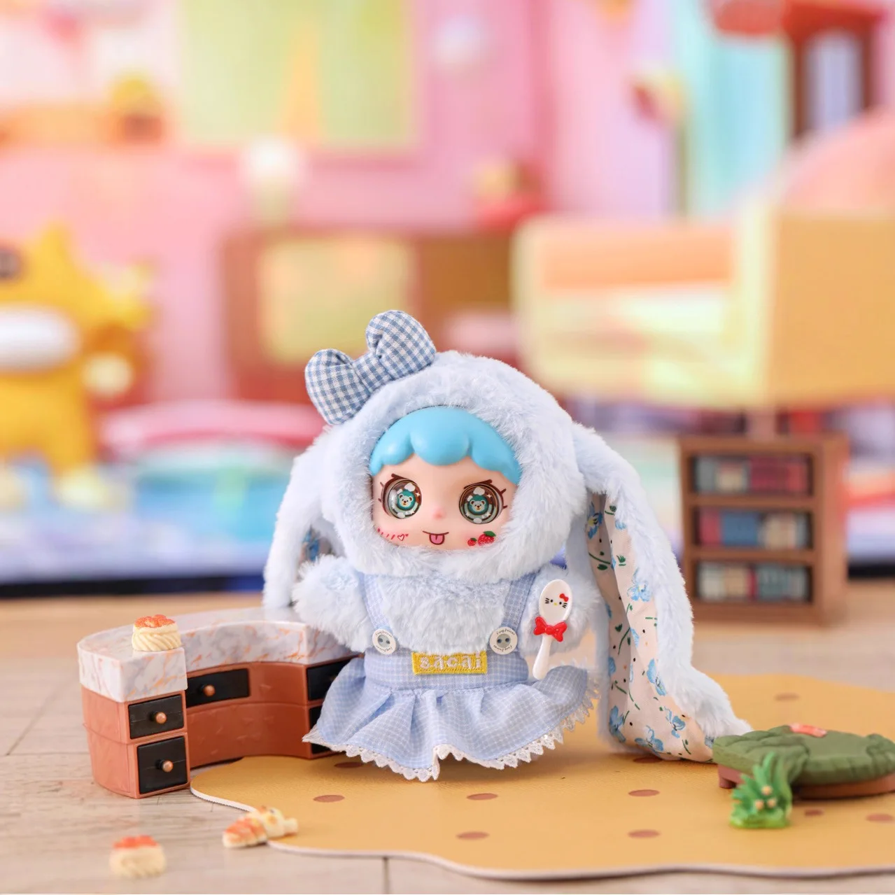 

「Очаровательная плюшевая игрушка кролика с большими глазами и длинными ушками — милый брелок и подвеска для сумки для девочек, модный декор с подвеской в супермаркете 」