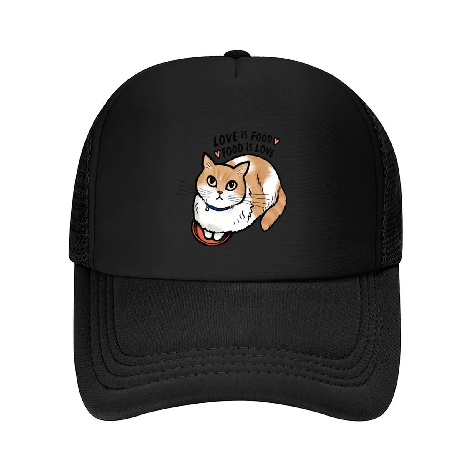 

Food Dish Kitty Cat Love is Food, Food is Love ~ Orange & White Cat Baseball Cap Hat men Golf Cap Designer Hat Mens Hats Women's