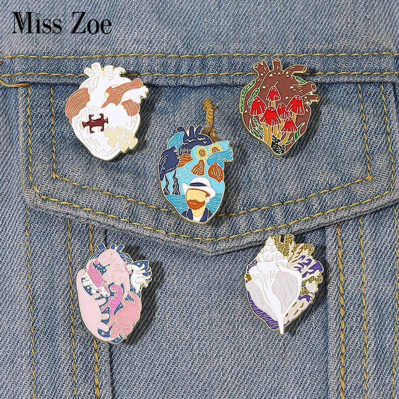 Модная брошь с электронной почтой Miss Zoe Oragn в форме сердца, унисекс