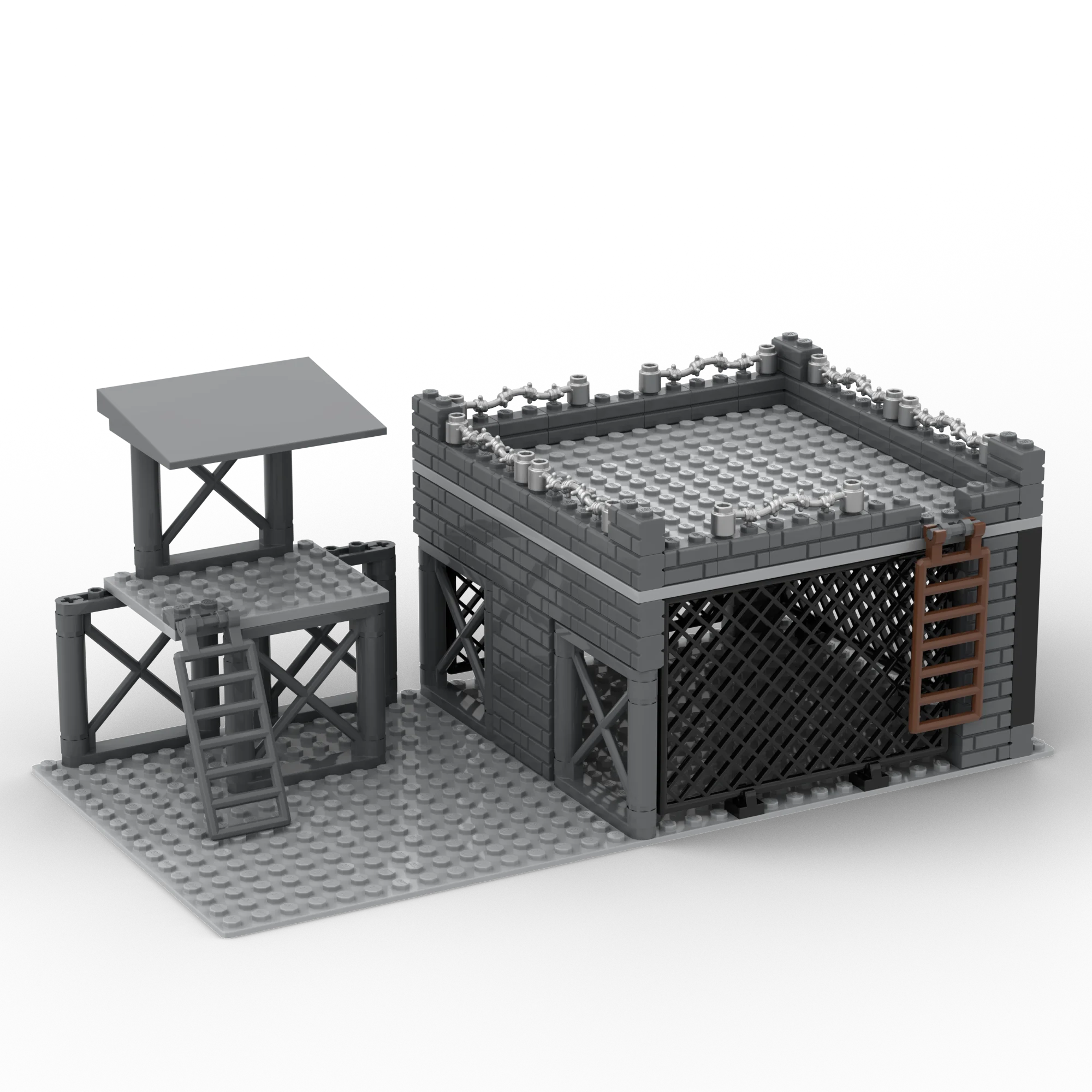 Modern War Prison, Prison Cage, Watchtower, Observation Tower, Building Block Toy Collection Model, Boy's Christmas Birthday Gift