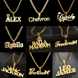 Acheerup Personalized 1-2 Names Stainless Steel Necklace Frosted Butterfly Cross Thick Chain Detachable Pendant Jewelry Men Gift
