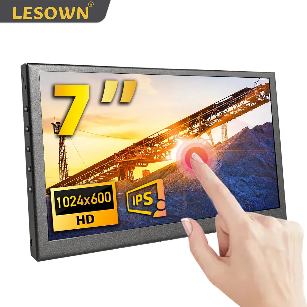 LESOWN VESA Mount 7.0" Sub-monitor 1024x600 Aluminum 60Hz HDTV Panel for Orange Pi 5 SBC Maker Board Media Console Hub