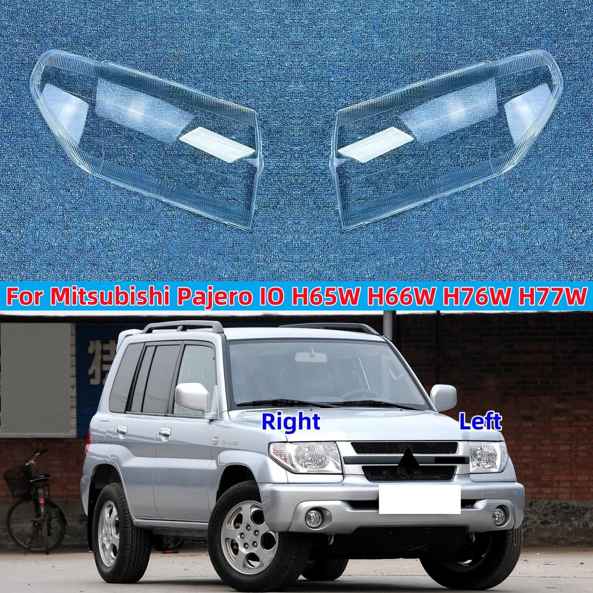For Mitsubishi Pajero IO H65W H66W H76W H77W Car Front Headlight Cover Lampshade Glass Lampcover Caps Headlamp Shell Lamp Case