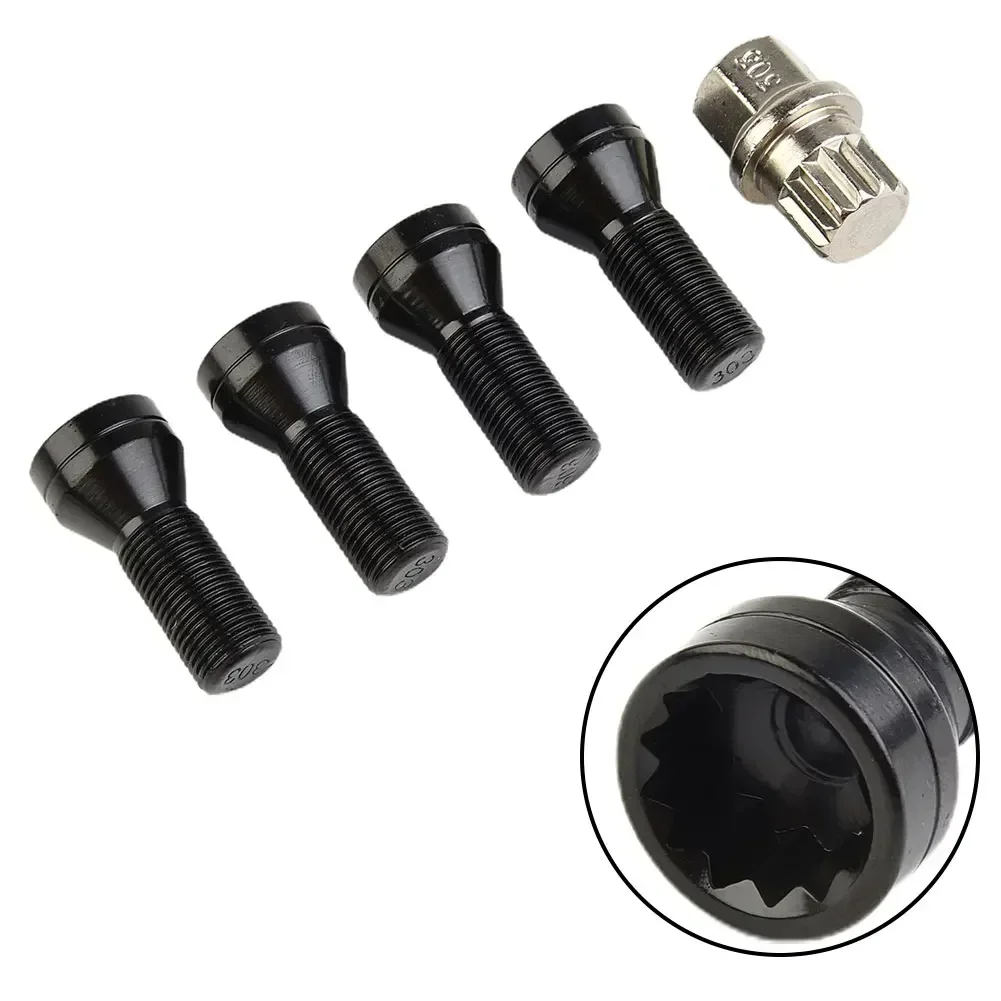 4Pcs/kit M14x1.25 M12x1.5 Wheel Locking Bolts Anti-theft Wheel Screw Bolt Lock Nut Key 36136776076 For BMW X3 X6 Z4 For MINI