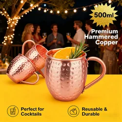 500ml 100% Copper Cups Pure Solid  Moscow Mule PURE Copper Mugs-Shaped 18oz Cocktail Cups Beer Milk Mug Drinkware