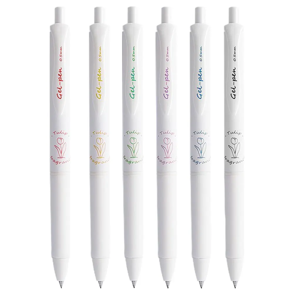 6 Pcs Gel Ink Writing Point Girl Pens Fresh Practical Pens ergonomic design comfortable detailed workmanship plastic