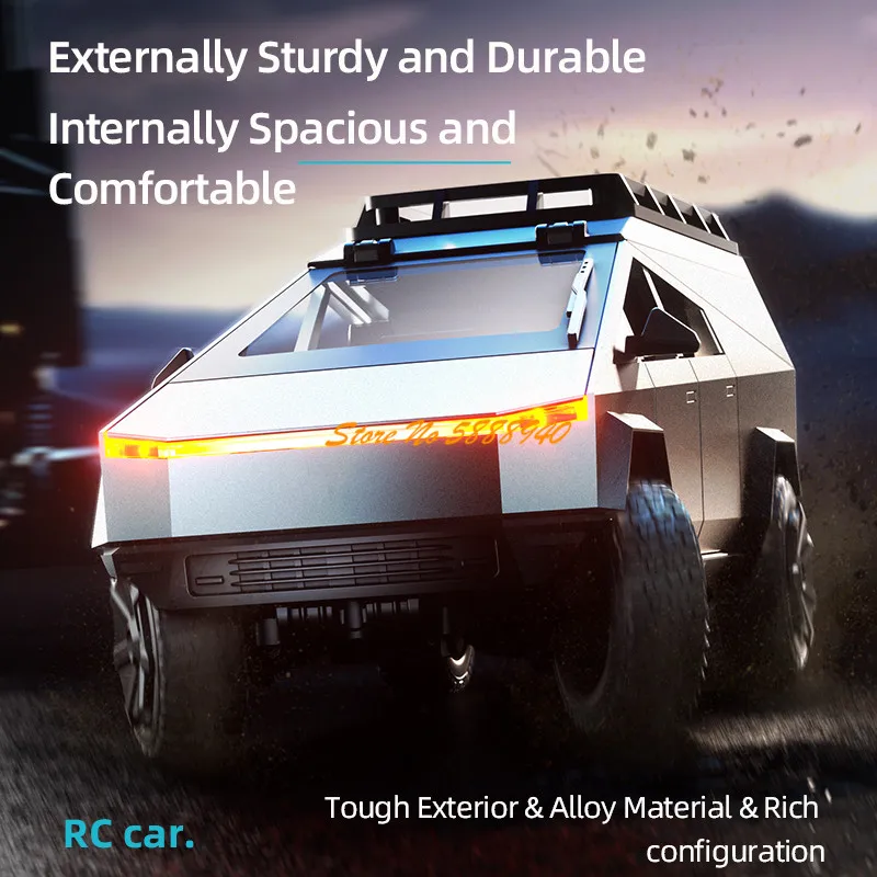 Szybki, metalowy pickup, zdalnie sterowany, elektryczny samochód 2.4G z oświetleniem, terenowy, z niezależną amortyzacją, zabawka - ciężarówka RC.