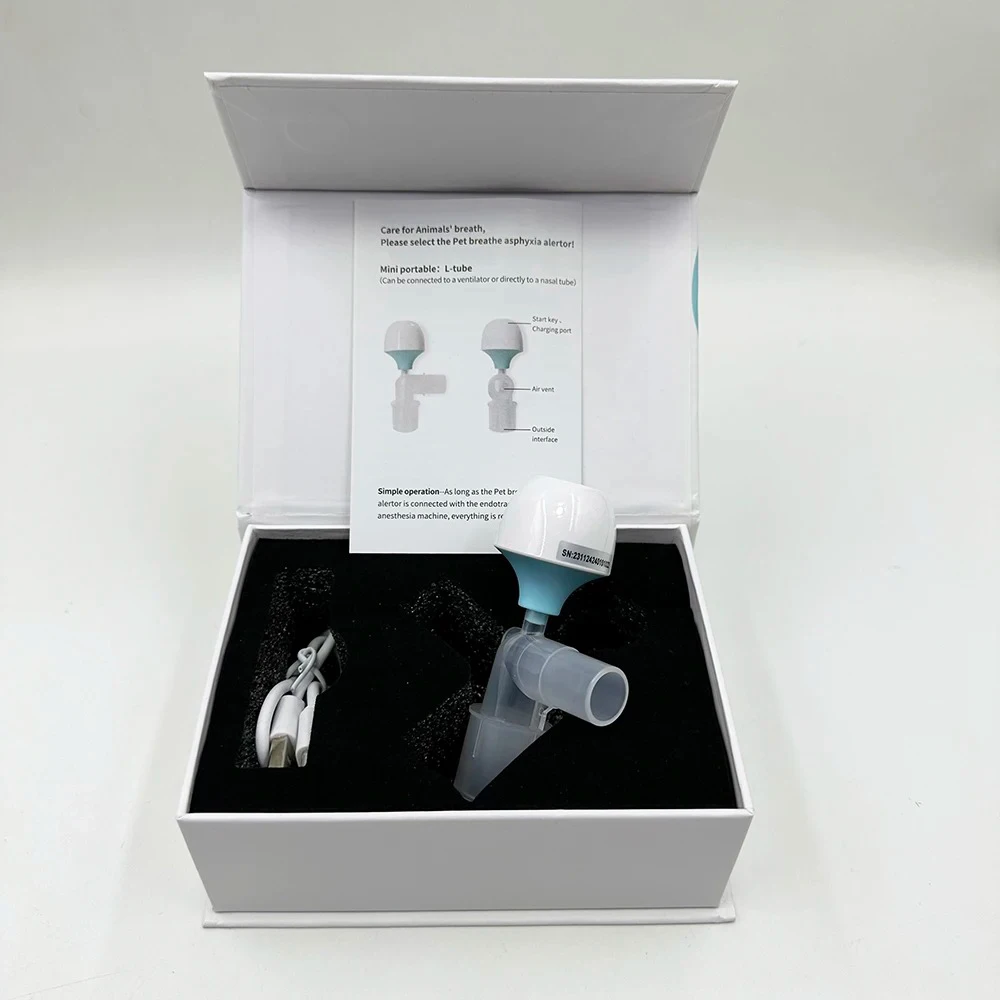 Rechargeable pet apnea alarm, veterinary anesthesia circuit breathing monitor, cat and dog surgical breathing detection