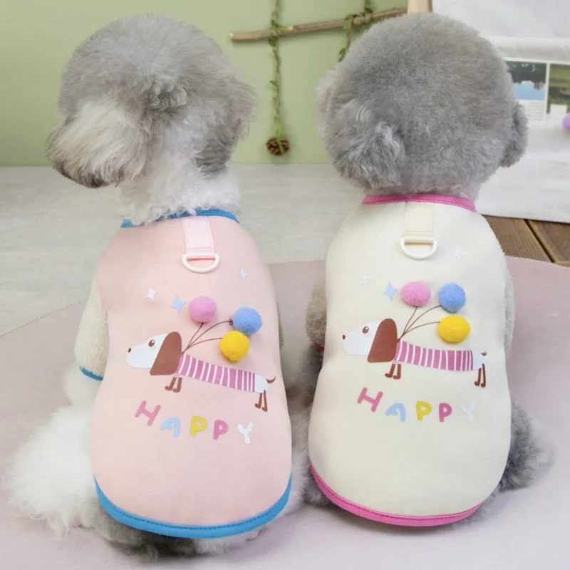 

Autumn Dog Hoodies with D-Ring Fashion New Dog Clothes Cartoon Print Puppy Hoodies Warm Soft Cat Pullovers Chihuahua Pet Outfits