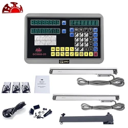 HXX CNC High Accuracy 2 Axis DRO Kit Digital Readout GCS900 and 2pcs Linear Scale Encoder Sensor Ruler For Milling Lathe Turning