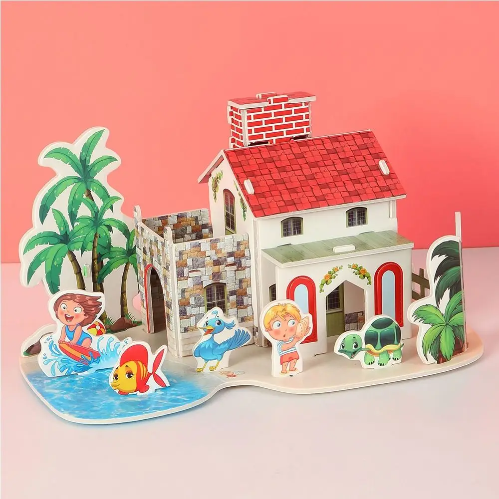 3D Puzzle Building 3D Puzzle Paper Jigsaw Assembly Building Blocks DIY House Model Puzzle Handmade DIY Paper Card Jigsaw