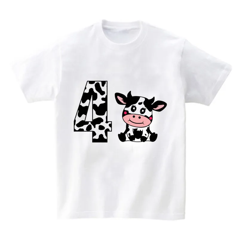 Baby Cow Birthday Party T Shirt rodzina strój pasujące ubrania wakacje wygląd ojciec matka dzieci Shits pierwsze urodziny Shirt