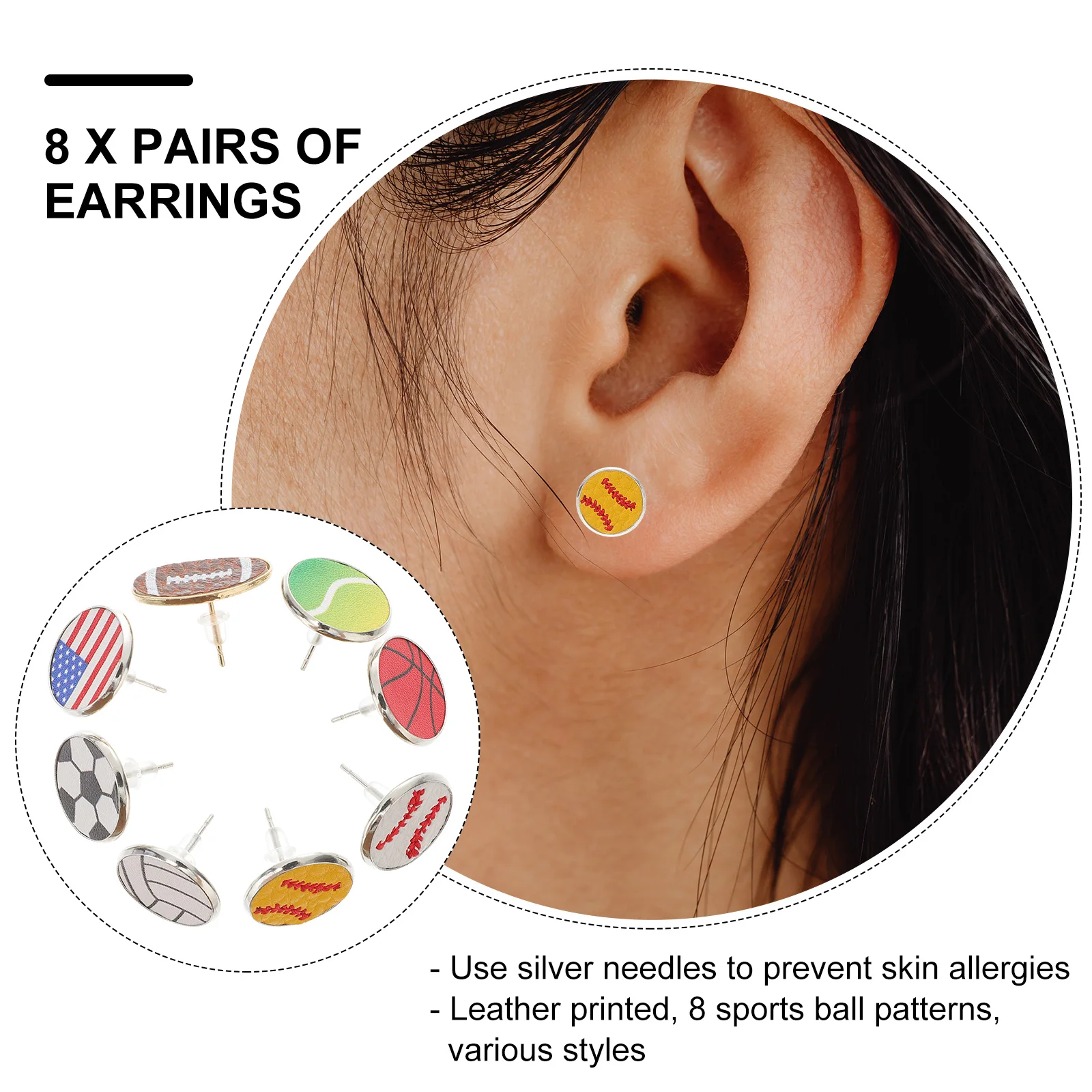 

Ball Women Sports Baseball Soccer Softball Earrings For Women Girls Daily Wear Stud Earrings For Graduation