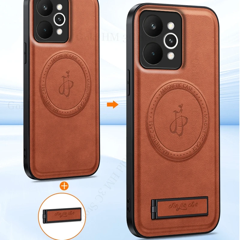 حافظة جلدية فاخرة لهاتف Realme 15 14 Pro Plus غطاء مغناطيسي للشحن اللاسلكي لهاتف Realme P3 Ultra Reno14 F 13