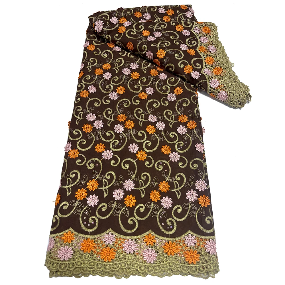 Newest Swiss Voile Lace 3D Flower Embroidered With Water Soluble Lace Fabric  For High Quality Nigerian Women Dresses 5 yards
