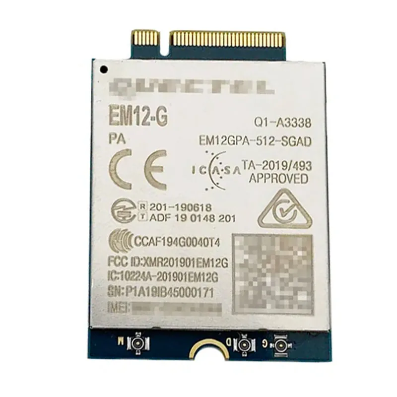 Quectel EM12-G EM12 LTE-A Cat12 M.2 모듈 600mbps 다운 링크 및 150mbps 업 링크 피크 데이터 속도 EM12GPA-512-MSFT3 모듈 