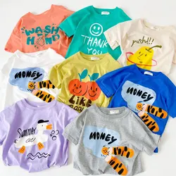 2023 Summer Children T-shirt Cartoon Tops for Kids Short-sleeve Boys Girls Blouse Baby Tees 1-8years Toddler Outerwear