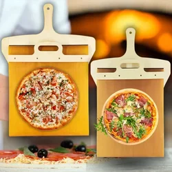 Pala de pizza deslizante con mango de madera plegable, espátula de cocina, herramientas para hornear pan, accesorios