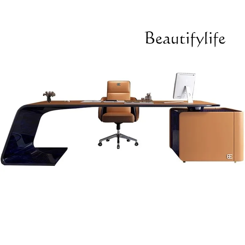 Italian light luxury desk, business club, high-end computer table, corner designer, fashionable new model