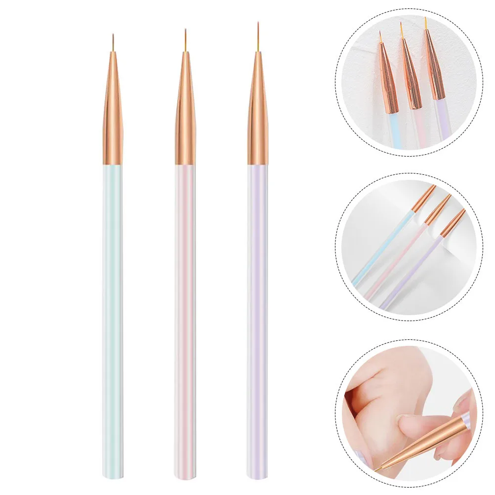 

3Pcs Nail Art Pen Set Stylish Design Comfortable Grip Durable ABS Material Manicure DIY Drawing Tool Nail Painting Accessory