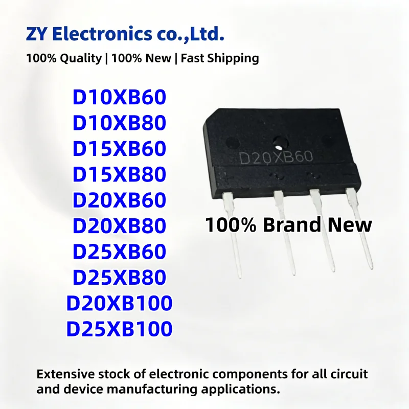 5PCS NEW D10XB60 D10XB80 D15XB60 D15XB80 D20XB60 D20XB80 D25XB60 D25XB80 D20XB100 D25XB100 Single-phase rectifier bridge