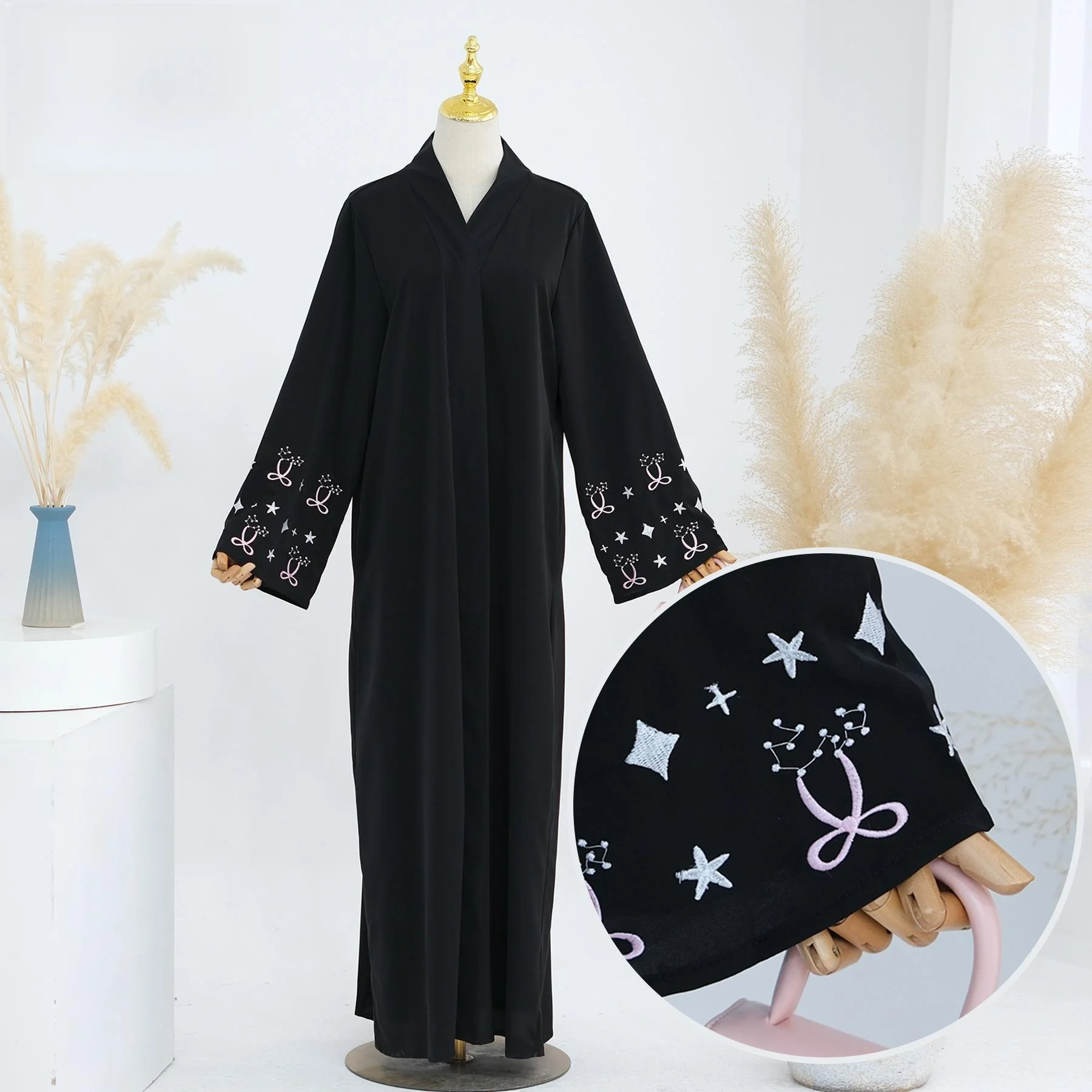 

Изысканная вышитая женская мантия-абайя LR875 для Дубая, длинный рукав, осенняя, китайского производства, модная