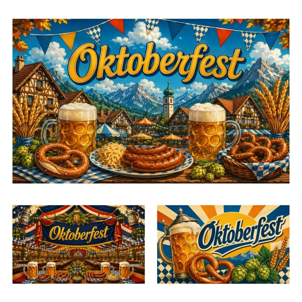 Germany Oktoberfest Tapestry Durable Soft Microfiber Horizontal Wall Hanging Decor For Bedroom Patio Garden Parties