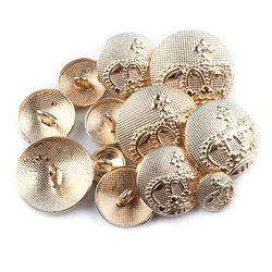 Golden Crown Design Clothing Buttons, Buttons for Shirt DIY, Sewing Accessories, Uniform Suit, Decorative Buttons, 11.5mm, 10Pcs