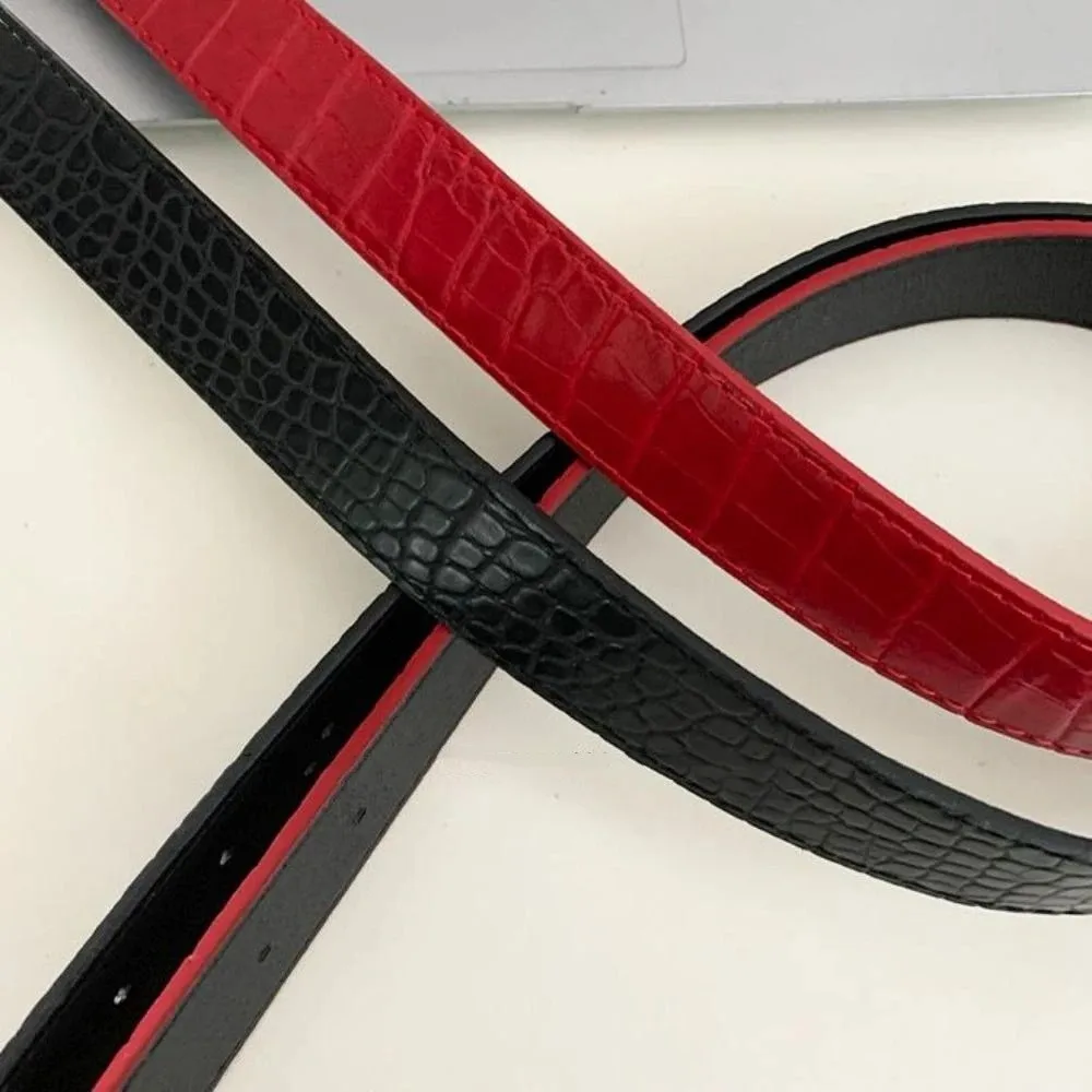 Stylish Simple Design Women's Belt Luxury Red Black Lychee Pattern Waist Belt PU Leather Casual Jeans Belt Dress