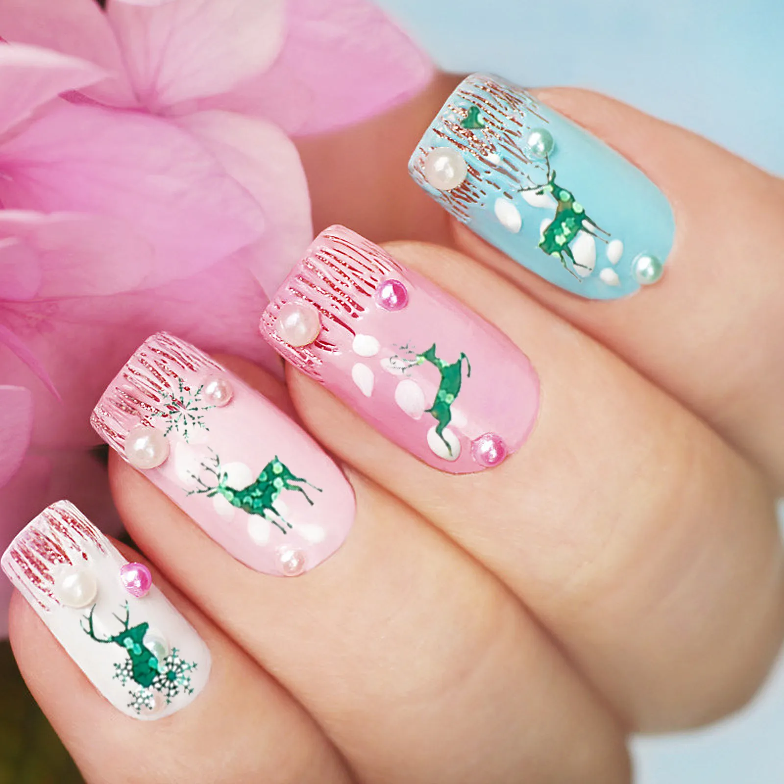 

6 Sheets Xmas Stickers Christmas Nail Decals Fingernail Art Stickers Women DIY Supplies Long Lasting Nail Decorations