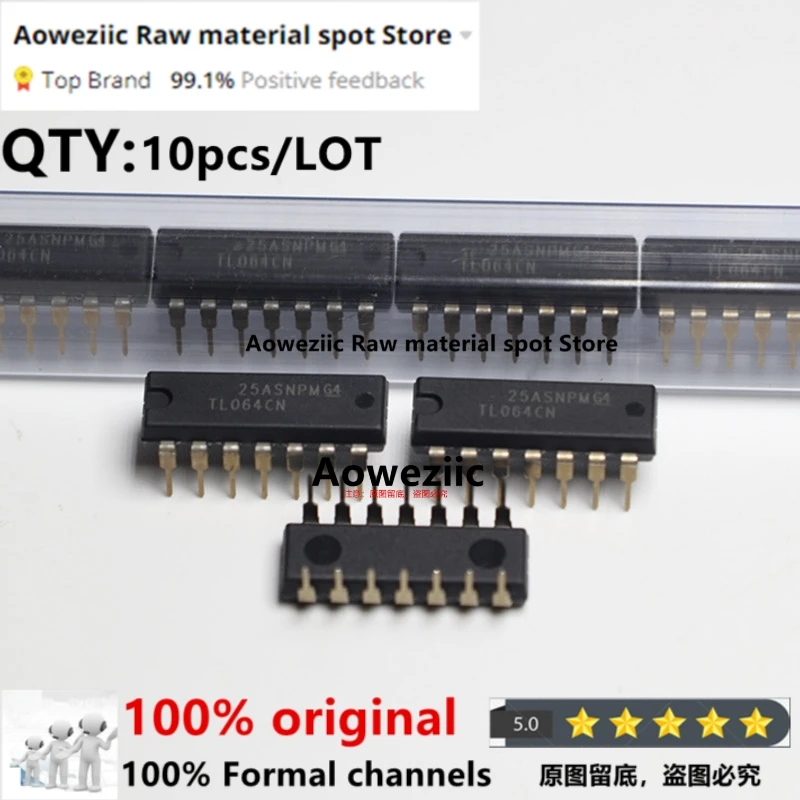 Aoweziic 2023+ 100% new imported original  TL064CN TL074CN TL084CN TL064 TL074 TL084  DIP-14 Four Operational Amplifier