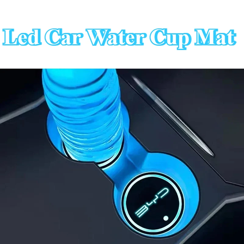 Led Car Water Cup Mat For BYD Seal U Sealion 6 Song Plus DMi/EV Drink Holder Emblem Auto Interior Decorative Lights