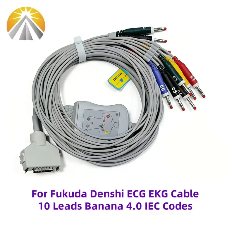 ECG Cable FX-101 10 Leads for Fukuda Denshi DB15 Banana 4.0 AHA or IEC FX7102 FX-7202 FX-2111 FX-3010 FX-4010 Customed Bosch