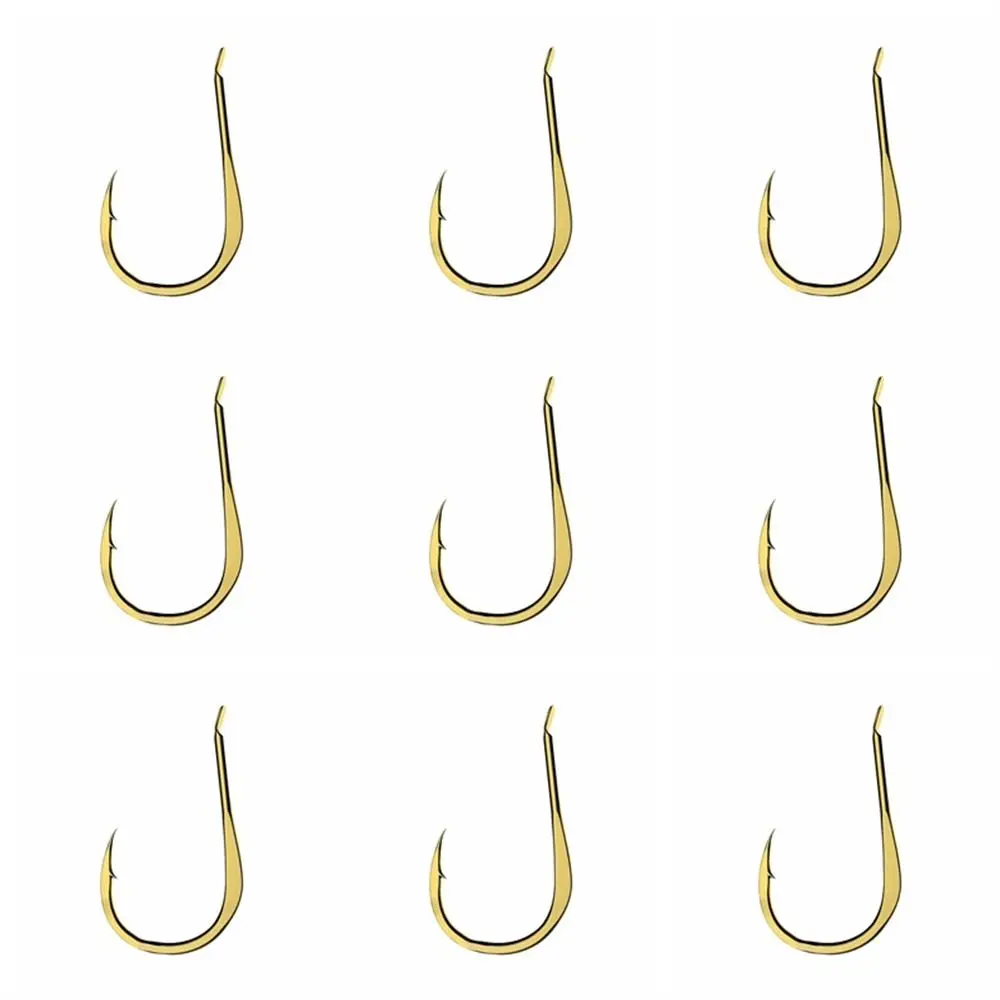 20Pcs/Pack High Carbon Steel Golden Fishing Hooks Barbed Single Barbed Hook Flat Golden Gold Fish Hooks Fishing Lover