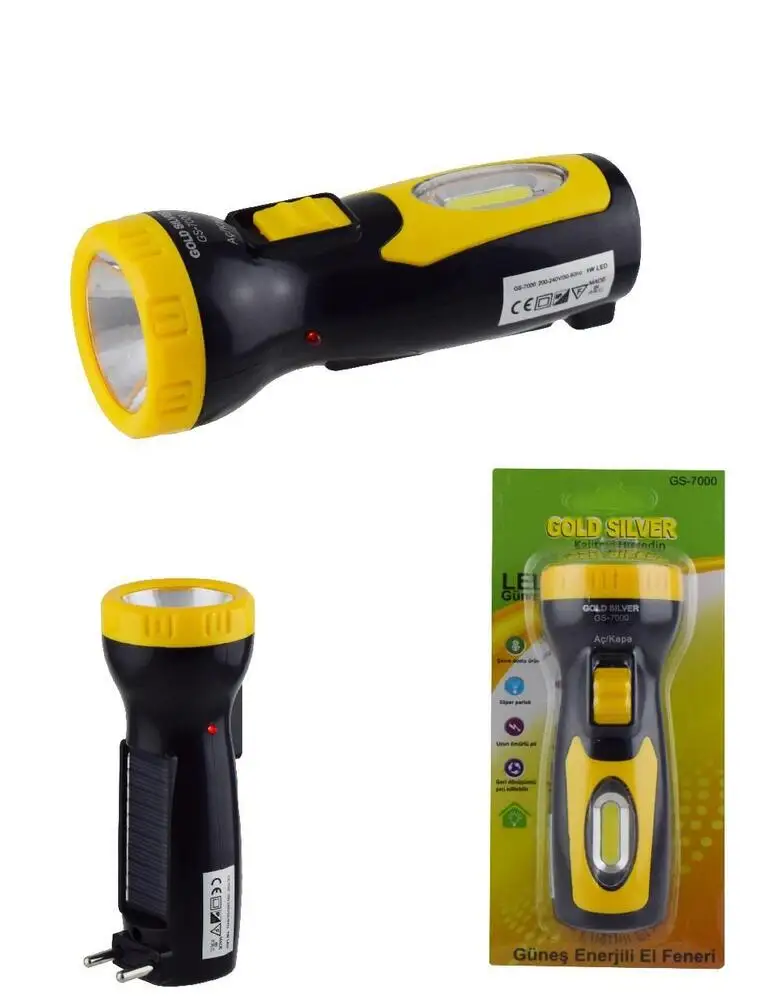 Gold Silver Gs-7000 Solar rechargeable Flashlight