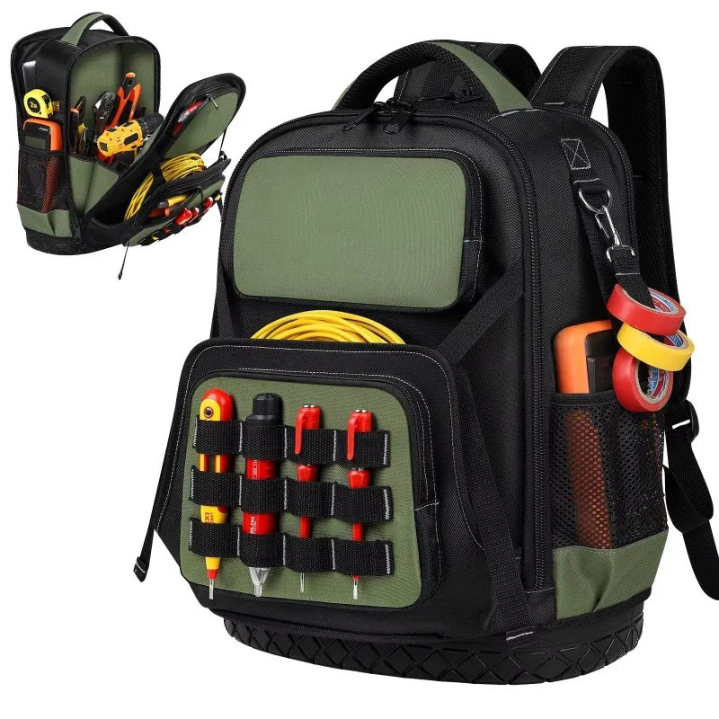 

Men's kit backpack, large capacity, waterproof, hard bottom, pockets, suitable for outdoor electricians