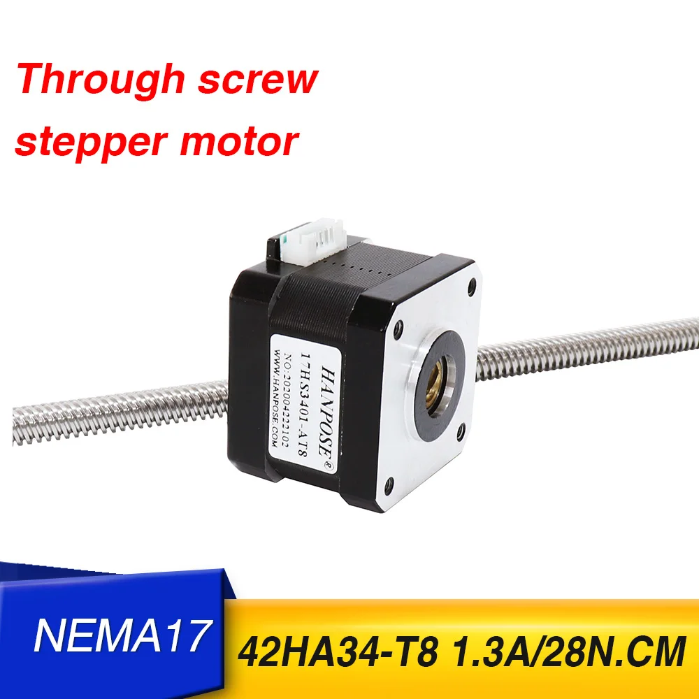 

for 3D printer accessories NEMA 17 Through screw stepper motor 42HA34-T8*2 400MM linear high torque stepper motor