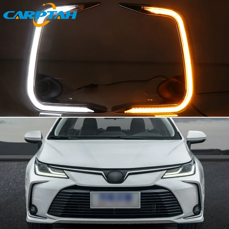 

LED Daytime Running Light For Toyota Corolla 2019 Yellow Turn Signal Waterproof 12V Fog Lamp Decoration Bumper Light LED DRL