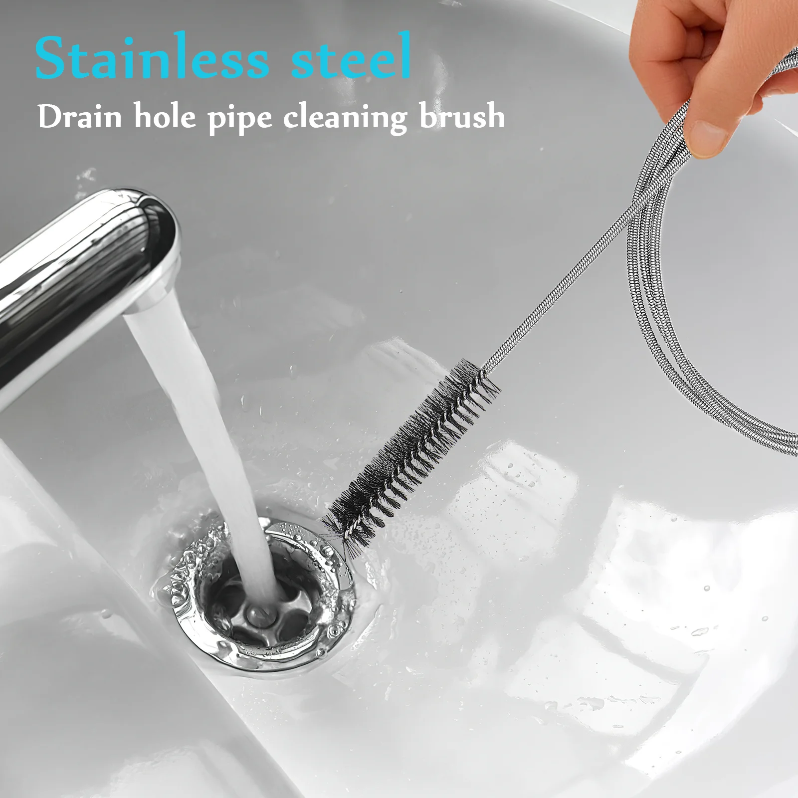 

2Pcs Cleaning Brush Set Stainless Steel Nylon Bristles Flexible Long Tube Cleaner for Drain Fish Tank Filter Hose Water Pump