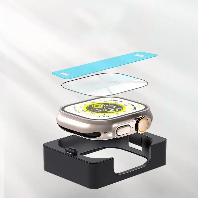 Instal pelindung layar baki untuk Apple Watch Ultra Series 8 7 6 5 4 3 SE pelindung iWatch 49mm 45mm 41mm 44mm 42mm 40mm 38mm