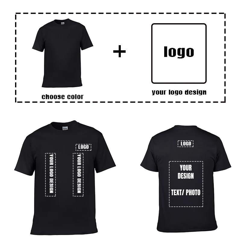 تي شيرت رجالي 100% قطن تصميمك الخاص تي شيرت رجل شعار العلامة التجارية/صورة مخصصة لتقوم بها بنفسك طباعة س الرقبة تي شيرت الذكور بلايز
