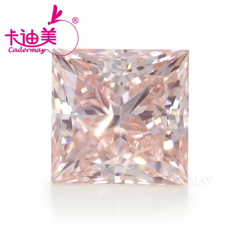 CADERMAY Square Cut Fancy Pink Color VS1 Clarity CVD Lab Grown Diamond Loose Stone Gemstone For Wedding Fine  Jewelry Making