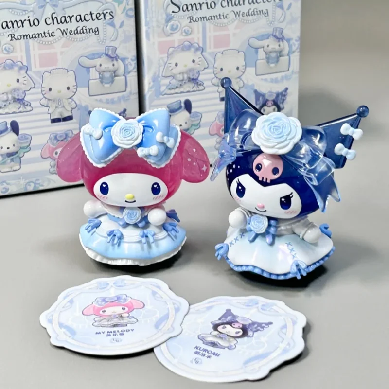 

Персонажи Sanrio, романтическая свадебная серия, слепая коробка, мультяшные фигурки, модель куклы, детские игрушки, подарки-сюрпризы, Sanrio Mystery Box, подарок